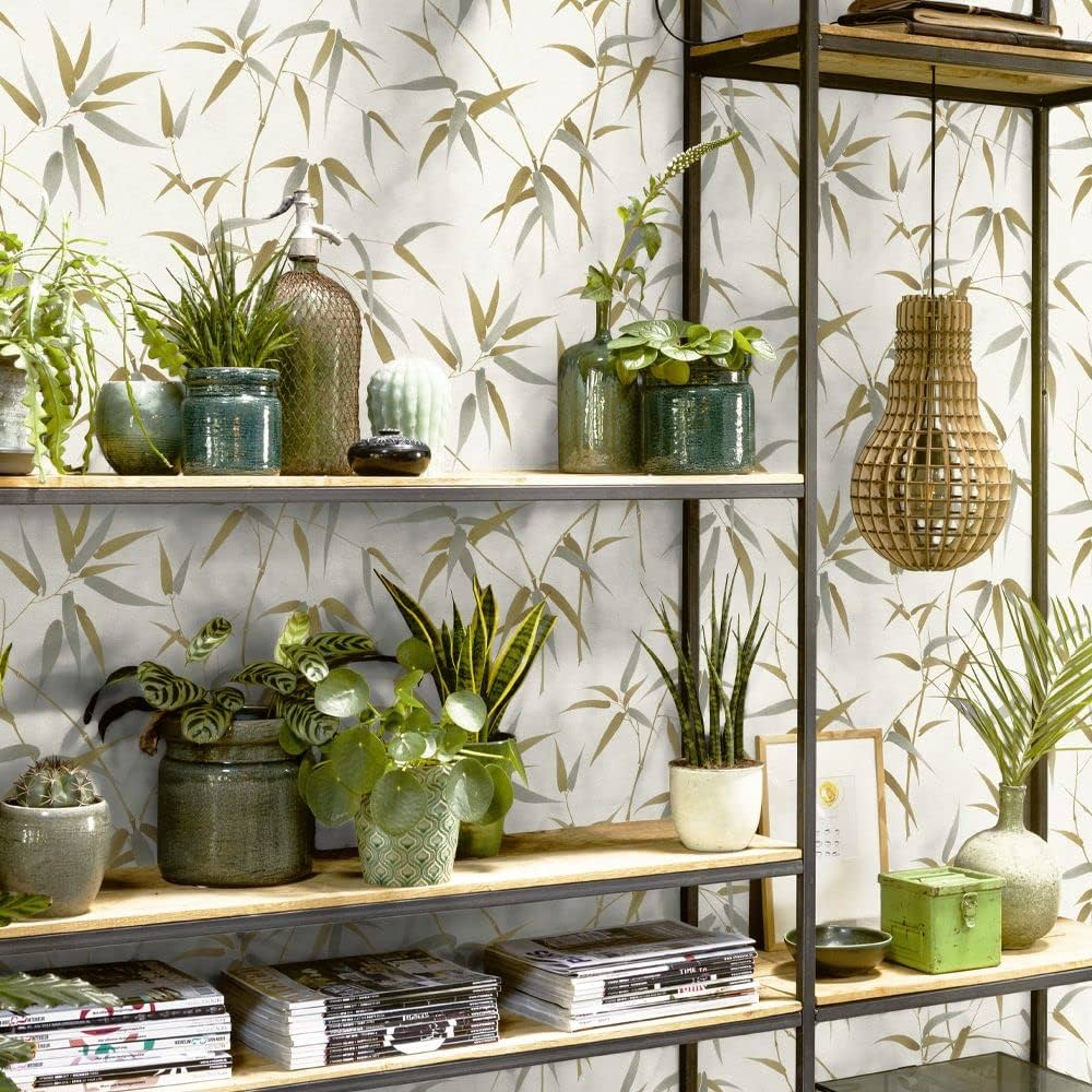 Amazon | 壁紙屋本舗 壁紙 張り替え 自分で 和柄 笹 竹 白 和調